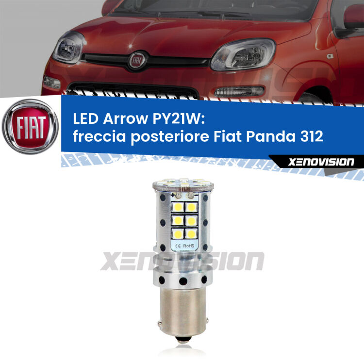<strong>Freccia posteriore LED no-spie per Fiat Panda</strong> 312 2012 in poi. Lampada <strong>PY21W</strong> modello top di gamma Arrow.