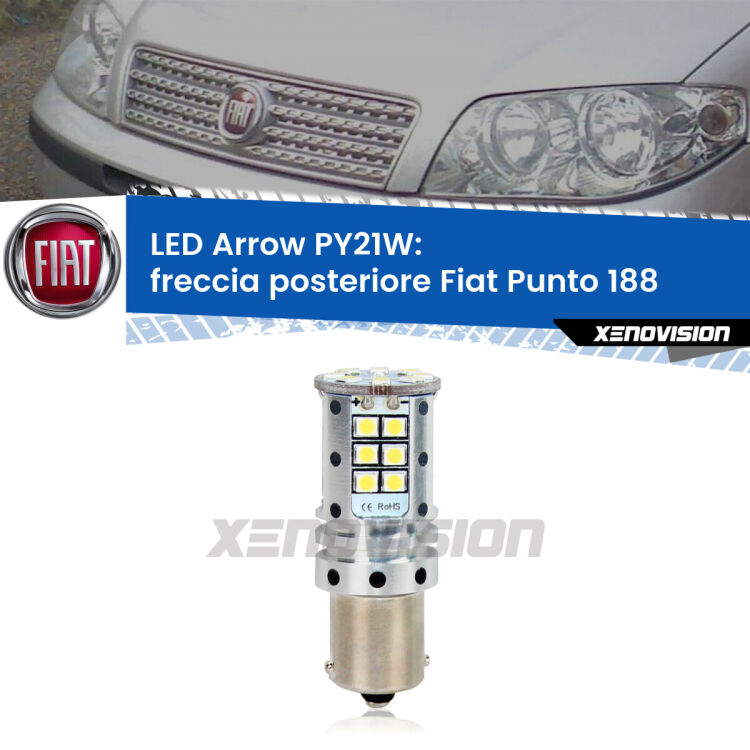 <strong>Freccia posteriore LED no-spie per Fiat Punto</strong> 188 1999 - 2010. Lampada <strong>PY21W</strong> modello top di gamma Arrow.