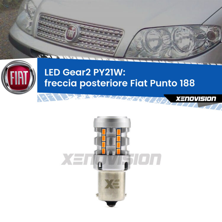 <strong>Freccia posteriore LED no-spie per Fiat Punto</strong> 188 1999 - 2010. Lampada <strong>PY21W</strong> modello Gear2 no Hyperflash.