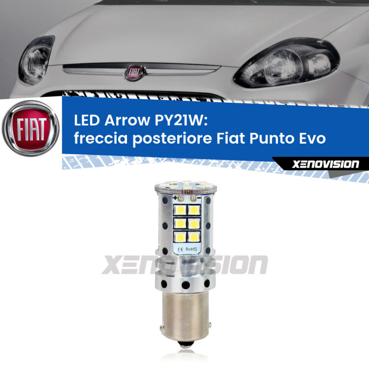 <strong>Freccia posteriore LED no-spie per Fiat Punto Evo</strong>  2009 - 2015. Lampada <strong>PY21W</strong> modello top di gamma Arrow.