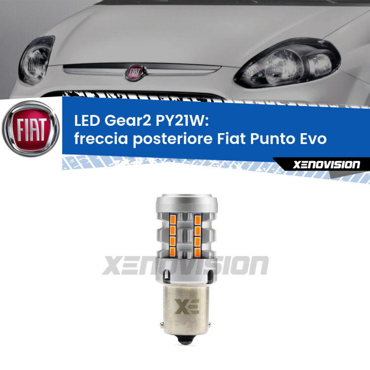 <strong>Freccia posteriore LED no-spie per Fiat Punto Evo</strong>  2009 - 2015. Lampada <strong>PY21W</strong> modello Gear2 no Hyperflash.