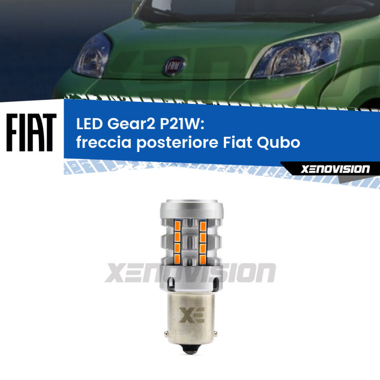 0 Freccia posteriore LED Fiat Qubo  2008 - 2021: P21W Gear2 FINE SERIE: NO GARANZIA FINE SERIE: NO GARANZIA <strong>Freccia posteriore LED no-spie per Fiat Qubo</strong>  2008 - 2021. Lampada <strong>P21W</strong> modello Gear2 no Hyperflash.
