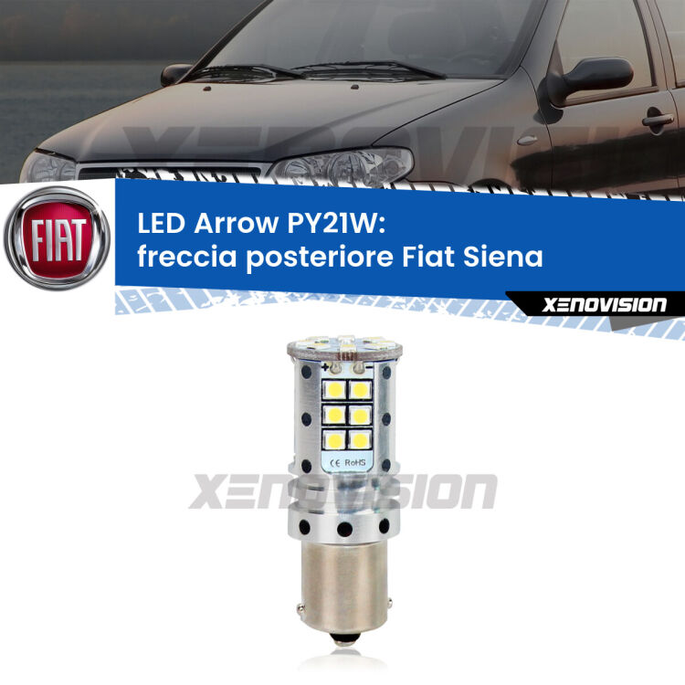 <strong>Freccia posteriore LED no-spie per Fiat Siena</strong>  1996 - 2012. Lampada <strong>PY21W</strong> modello top di gamma Arrow.