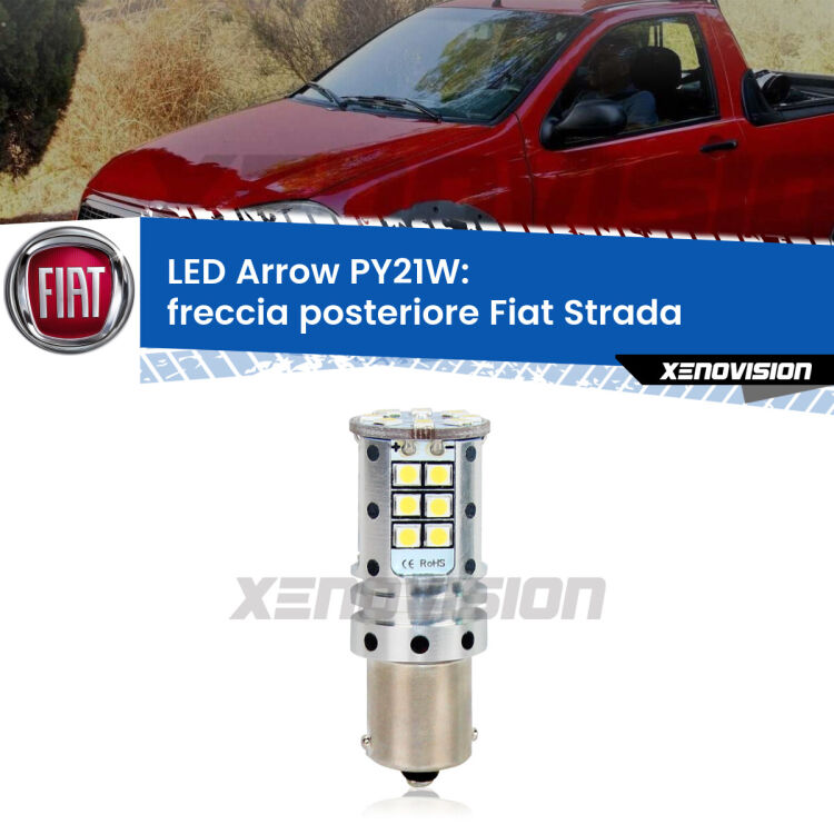 <strong>Freccia posteriore LED no-spie per Fiat Strada</strong>  faro bianco. Lampada <strong>PY21W</strong> modello top di gamma Arrow.