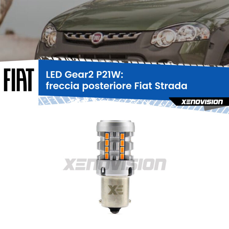 Freccia posteriore LED Fiat Strada faro giallo: P21W Gear2 FINE SERIE: NO GARANZIA FINE SERIE: NO GARANZIA <strong>Freccia posteriore LED no-spie per Fiat Strada</strong> faro giallo. Lampada <strong>P21W</strong> modello Gear2 no Hyperflash.