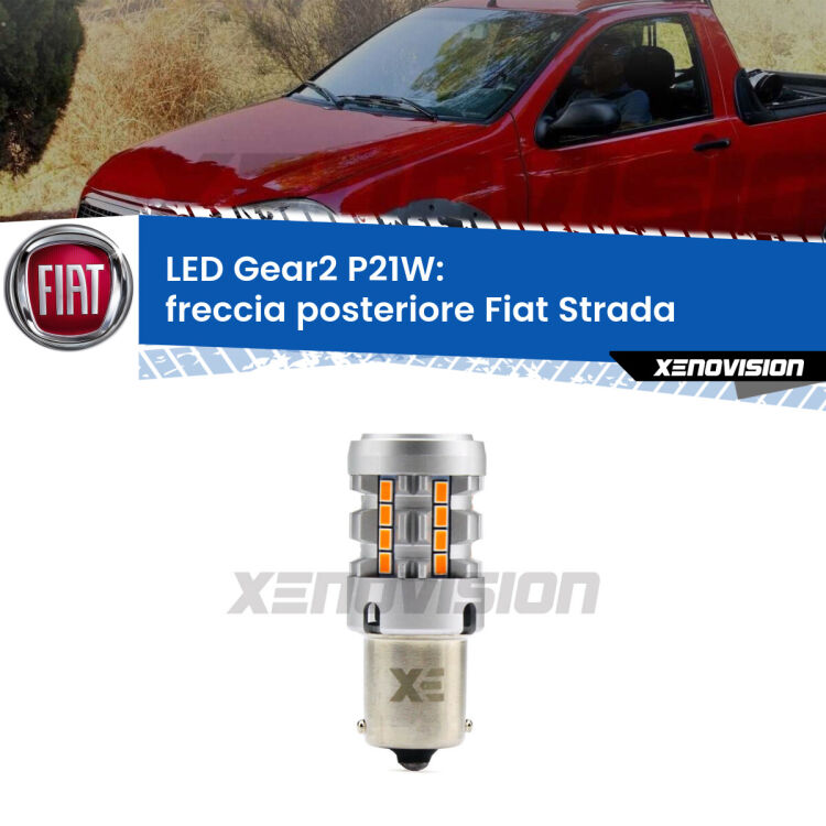 <strong>Freccia posteriore LED no-spie per Fiat Strada</strong>  faro giallo. Lampada <strong>P21W</strong> modello Gear2 no Hyperflash.