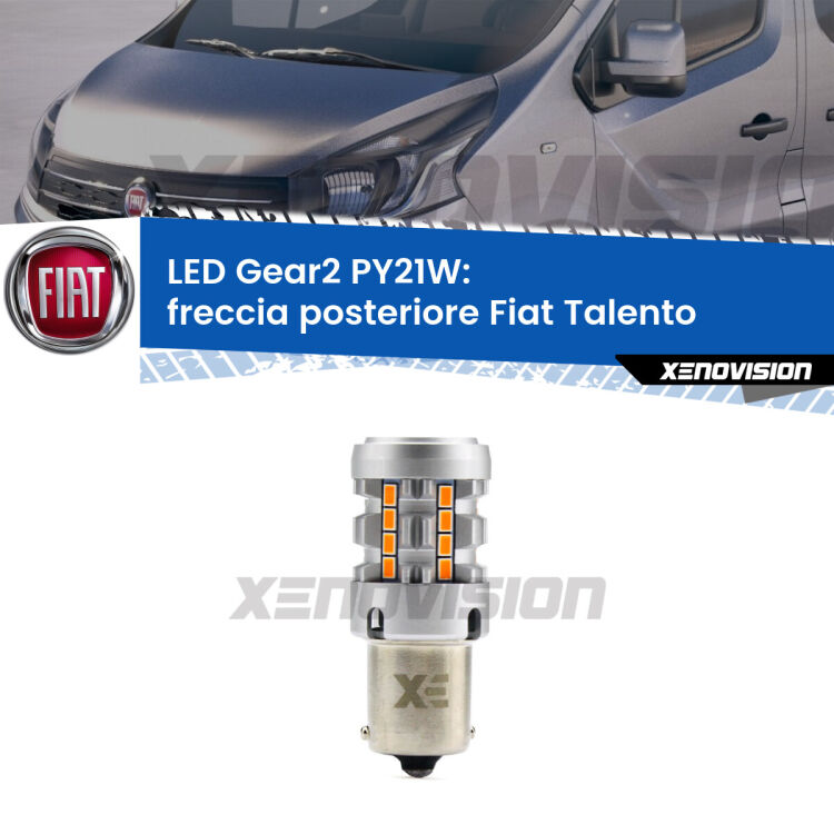 <strong>Freccia posteriore LED no-spie per Fiat Talento</strong>  2016 - 2020. Lampada <strong>PY21W</strong> modello Gear2 no Hyperflash.