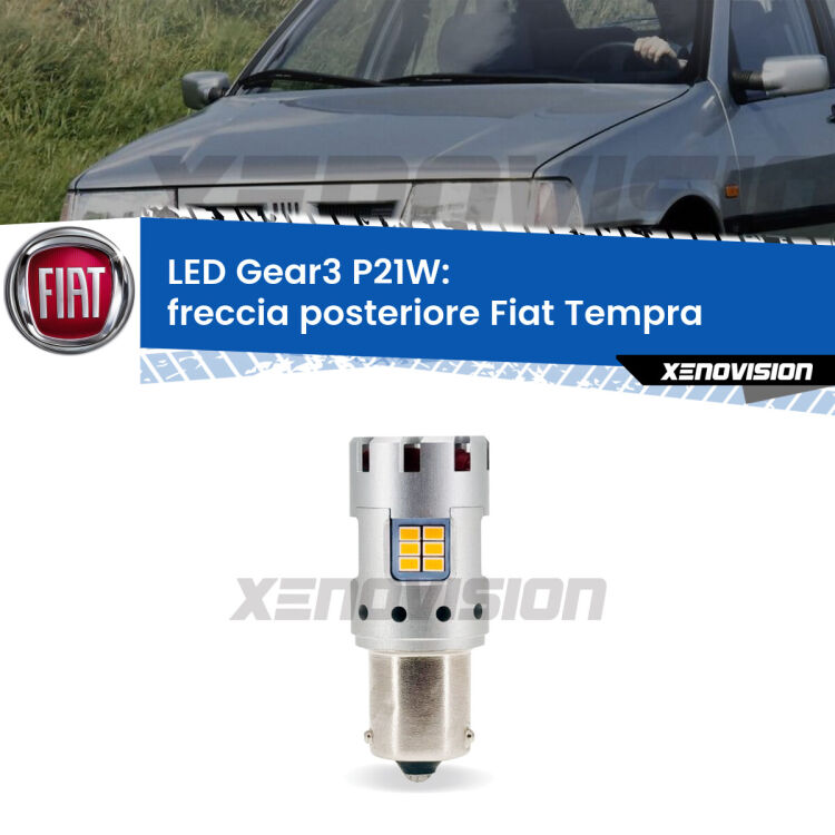 <strong>Freccia posteriore LED no-spie per Fiat Tempra</strong>  1990 - 1996. Lampada <strong>P21W</strong> modello Gear3 no Hyperflash, raffreddata a ventola.