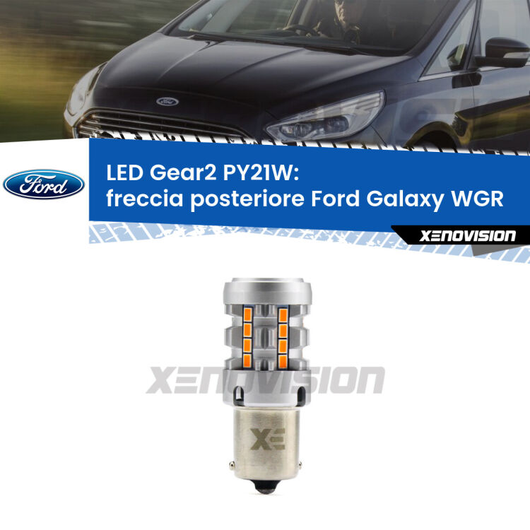 <strong>Freccia posteriore LED no-spie per Ford Galaxy</strong> WGR faro bianco. Lampada <strong>PY21W</strong> modello Gear2 no Hyperflash.
