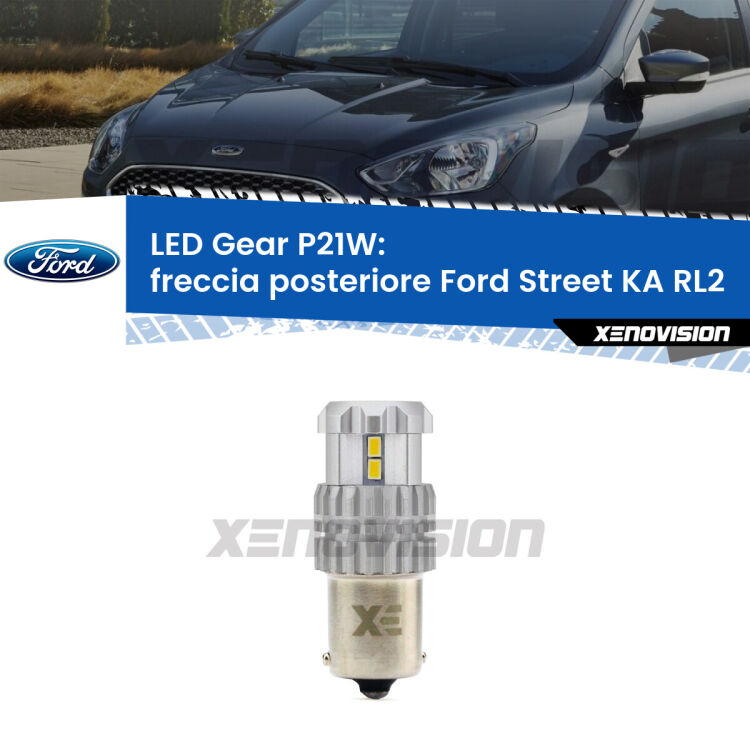 <strong>LED P21W per </strong><strong>Freccia posteriore Ford Street KA (RL2) 2003 - 2005</strong><strong>. </strong>Richiede resistenze per eliminare lampeggio rapido, 3x più luce, compatta. Top Quality.

<strong>Freccia posteriore LED per Ford Street KA</strong> RL2 2003 - 2005. Lampada <strong>P21W</strong>. Usa delle resistenze per eliminare lampeggio rapido.