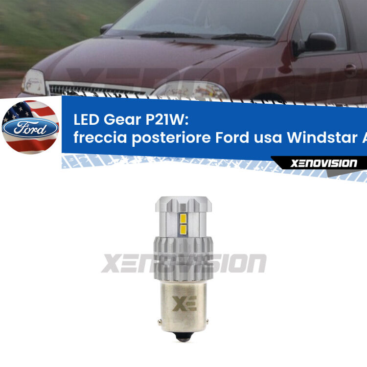 <strong>LED P21W per </strong><strong>Freccia posteriore Ford usa Windstar (A3) 1995 - 2000</strong><strong>. </strong>Richiede resistenze per eliminare lampeggio rapido, 3x più luce, compatta. Top Quality.

<strong>Freccia posteriore LED per Ford usa Windstar</strong> A3 1995 - 2000. Lampada <strong>P21W</strong>. Usa delle resistenze per eliminare lampeggio rapido.