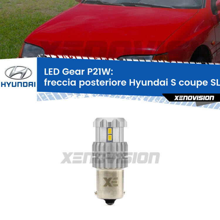 <strong>LED P21W per </strong><strong>Freccia posteriore Hyundai S coupe (SLC) 1990 - 1996</strong><strong>. </strong>Richiede resistenze per eliminare lampeggio rapido, 3x più luce, compatta. Top Quality.

<strong>Freccia posteriore LED per Hyundai S coupe</strong> SLC 1990 - 1996. Lampada <strong>P21W</strong>. Usa delle resistenze per eliminare lampeggio rapido.