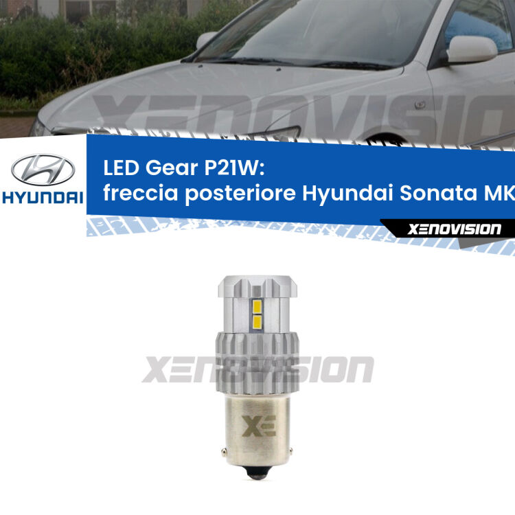 <strong>LED P21W per </strong><strong>Freccia posteriore Hyundai Sonata MK III (EF) 1998 - 2002</strong><strong>. </strong>Richiede resistenze per eliminare lampeggio rapido, 3x più luce, compatta. Top Quality.

<strong>Freccia posteriore LED per Hyundai Sonata MK III</strong> EF 1998 - 2002. Lampada <strong>P21W</strong>. Usa delle resistenze per eliminare lampeggio rapido.