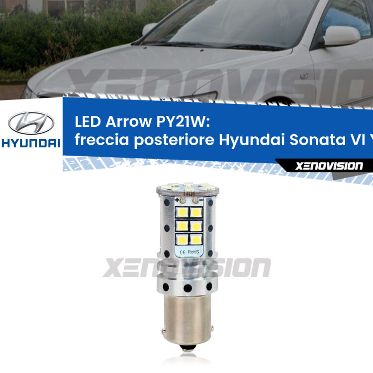 0 Freccia posteriore LED Hyundai Sonata VI YF 2009 - 2015: PY21W Arrow <strong>Freccia posteriore LED no-spie per Hyundai Sonata VI</strong> YF 2009 - 2015. Lampada <strong>PY21W</strong> modello top di gamma Arrow.