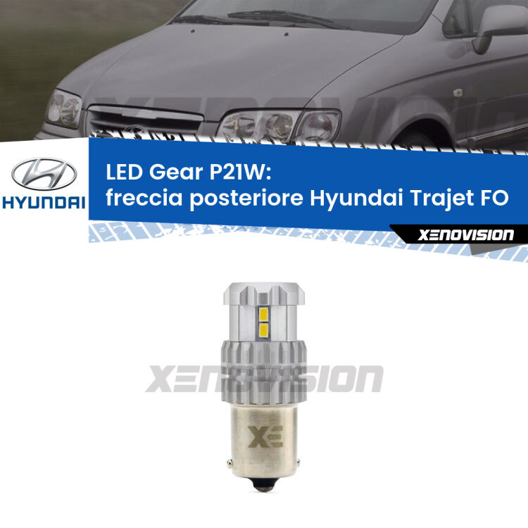 <strong>LED P21W per </strong><strong>Freccia posteriore Hyundai Trajet (FO) 2000 - 2008</strong><strong>. </strong>Richiede resistenze per eliminare lampeggio rapido, 3x più luce, compatta. Top Quality.

<strong>Freccia posteriore LED per Hyundai Trajet</strong> FO 2000 - 2008. Lampada <strong>P21W</strong>. Usa delle resistenze per eliminare lampeggio rapido.