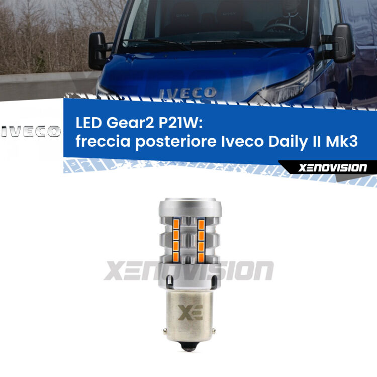 0 Freccia posteriore LED Iveco Daily II Mk3 2011 - 2013: P21W Gear2 FINE SERIE: NO GARANZIA FINE SERIE: NO GARANZIA <strong>Freccia posteriore LED no-spie per Iveco Daily II</strong> Mk3 2011 - 2013. Lampada <strong>P21W</strong> modello Gear2 no Hyperflash.