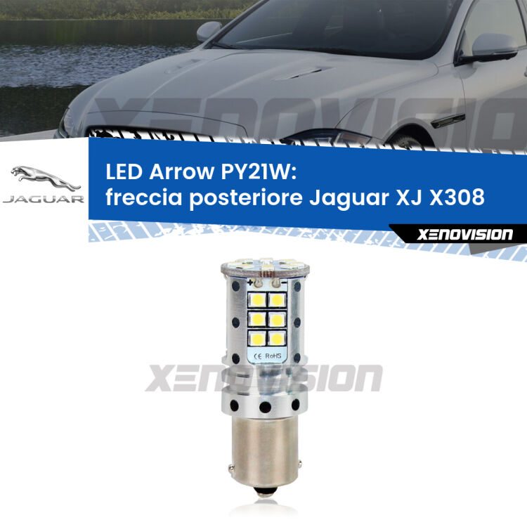 <strong>Freccia posteriore LED no-spie per Jaguar XJ</strong> X308 1997 - 2003. Lampada <strong>PY21W</strong> modello top di gamma Arrow.