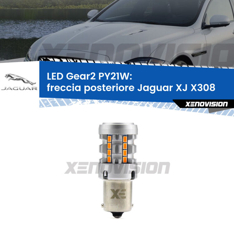 <strong>Freccia posteriore LED no-spie per Jaguar XJ</strong> X308 1997 - 2003. Lampada <strong>PY21W</strong> modello Gear2 no Hyperflash.