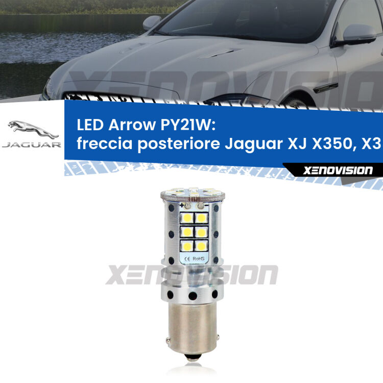 <strong>Freccia posteriore LED no-spie per Jaguar XJ</strong> X350, X358 2003 - 2009. Lampada <strong>PY21W</strong> modello top di gamma Arrow.