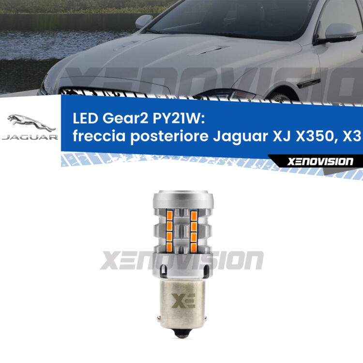 <strong>Freccia posteriore LED no-spie per Jaguar XJ</strong> X350, X358 2003 - 2009. Lampada <strong>PY21W</strong> modello Gear2 no Hyperflash.