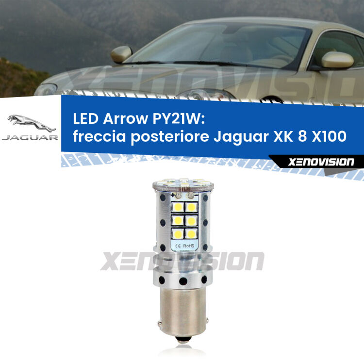 <strong>Freccia posteriore LED no-spie per Jaguar XK 8</strong> X100 1996 - 2005. Lampada <strong>PY21W</strong> modello top di gamma Arrow.