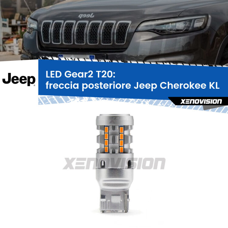 0 Freccia posteriore LED Jeep Cherokee KL 2014 in poi: T20 Gear2 FINE SERIE: NO GARANZIA FINE SERIE: NO GARANZIA <strong>Freccia posteriore LED no-spie per Jeep Cherokee</strong> KL 2014 in poi. Lampada <strong>T20</strong> modello Gear2 no Hyperflash.