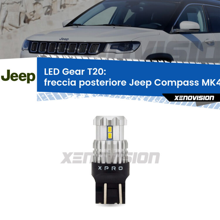 <strong>Freccia posteriore LED per Jeep Compass</strong> MK49 2011 - 2016. Lampada <strong>T20</strong> modello Gear1, non canbus.