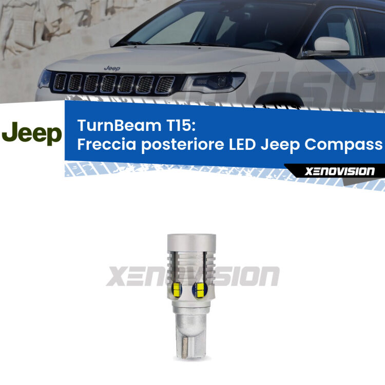 <strong>LED freccia posteriore Jeep Compass </strong>MP MX. Una lampada LED T15 per Frecce, ottima resa in ogni direzione, Qualità Massima.
