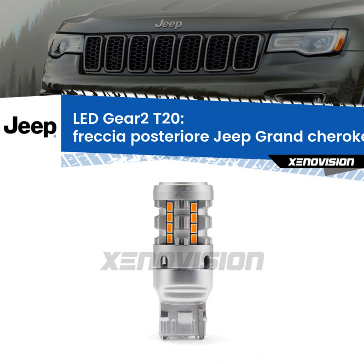 0 Freccia posteriore LED Jeep Grand cherokee IV WK2 2011 - 2020: T20 Gear2 FINE SERIE: NO GARANZIA FINE SERIE: NO GARANZIA <strong>Freccia posteriore LED no-spie per Jeep Grand cherokee IV</strong> WK2 2011 - 2020. Lampada <strong>T20</strong> modello Gear2 no Hyperflash.