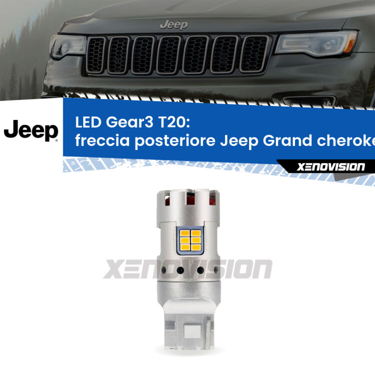 0 Freccia posteriore LED Jeep Grand cherokee IV WK2 2011 - 2020: T20 Gear3 <strong>Freccia posteriore LED no-spie per Jeep Grand cherokee IV</strong> WK2 2011 - 2020. Lampada <strong>T20</strong> modello Gear3 no Hyperflash, raffreddata a ventola.