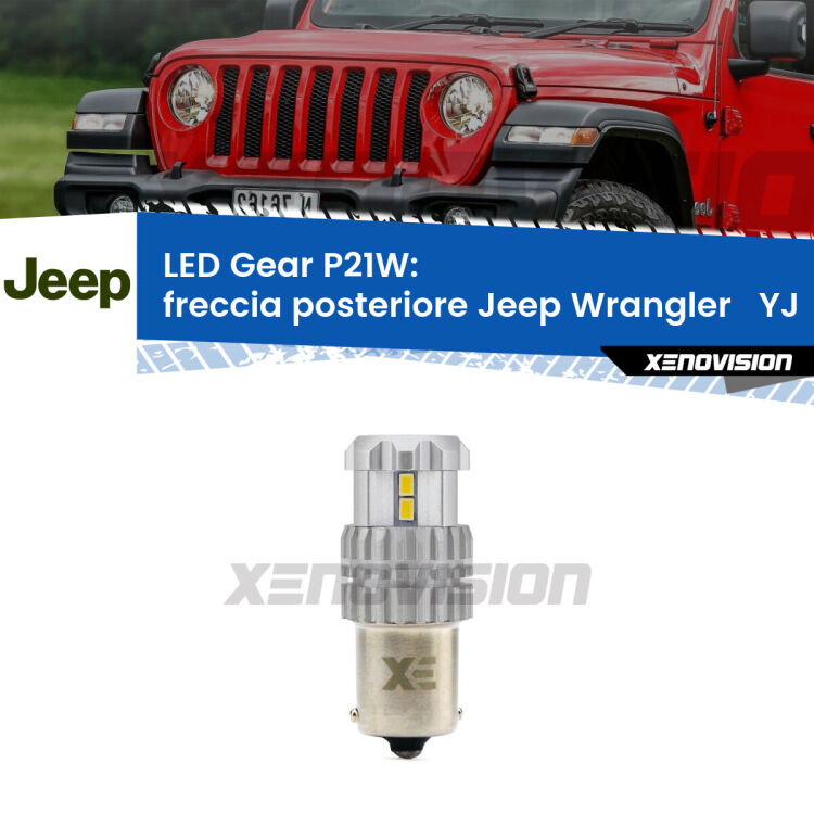 <strong>LED P21W per </strong><strong>Freccia posteriore Jeep Wrangler   (YJ) 1986 - 1995</strong><strong>. </strong>Richiede resistenze per eliminare lampeggio rapido, 3x più luce, compatta. Top Quality.

<strong>Freccia posteriore LED per Jeep Wrangler  </strong> YJ 1986 - 1995. Lampada <strong>P21W</strong>. Usa delle resistenze per eliminare lampeggio rapido.