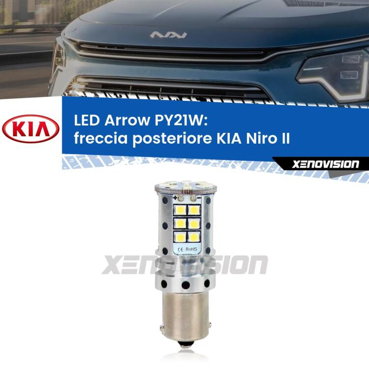 <strong>Freccia posteriore LED no-spie per KIA Niro</strong> II 2021 in poi. Lampada <strong>PY21W</strong> modello top di gamma Arrow.
