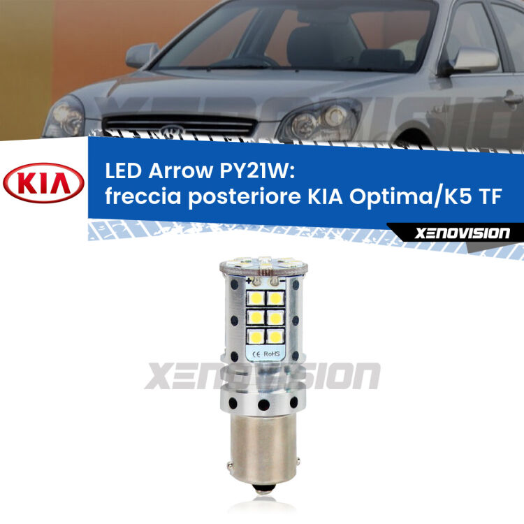 <strong>Freccia posteriore LED no-spie per KIA Optima/K5</strong> TF 2010 - 2014. Lampada <strong>PY21W</strong> modello top di gamma Arrow.