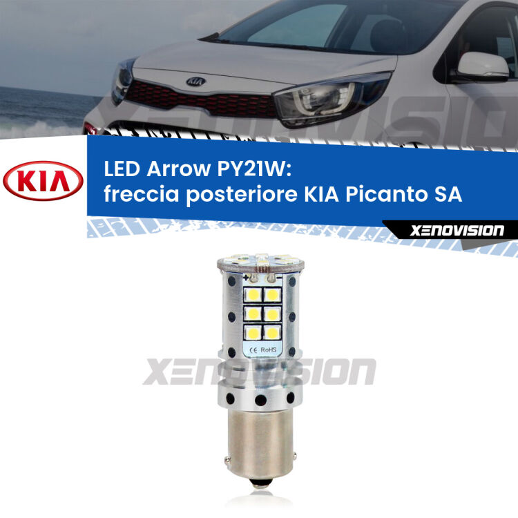 <strong>Freccia posteriore LED no-spie per KIA Picanto</strong> SA 2003 - 2010. Lampada <strong>PY21W</strong> modello top di gamma Arrow.