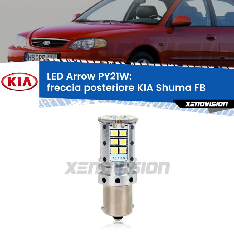 <strong>Freccia posteriore LED no-spie per KIA Shuma</strong> FB faro bianco. Lampada <strong>PY21W</strong> modello top di gamma Arrow.
