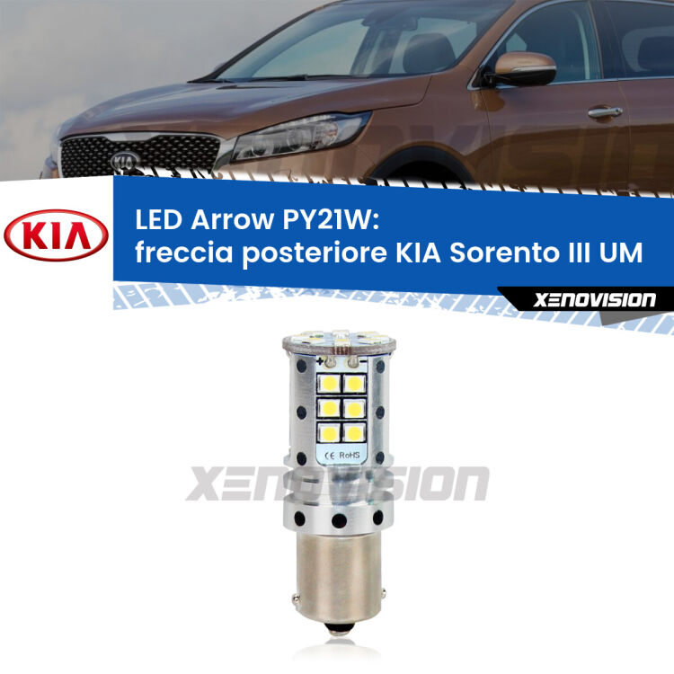 <strong>Freccia posteriore LED no-spie per KIA Sorento III</strong> UM 2015 in poi. Lampada <strong>PY21W</strong> modello top di gamma Arrow.