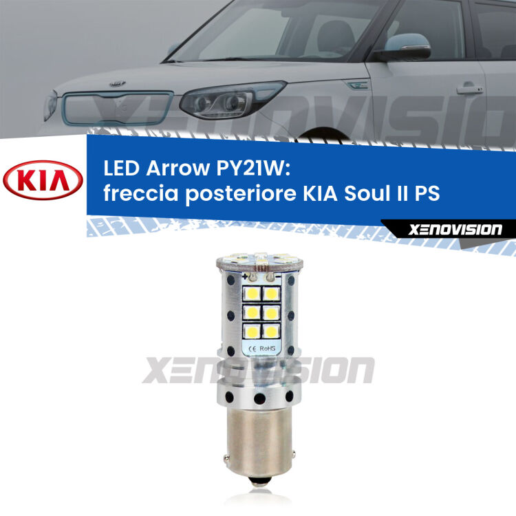 <strong>Freccia posteriore LED no-spie per KIA Soul II</strong> PS 2015 in poi. Lampada <strong>PY21W</strong> modello top di gamma Arrow.