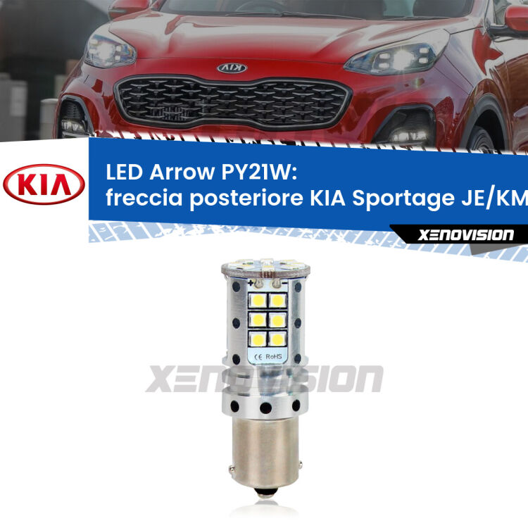 <strong>Freccia posteriore LED no-spie per KIA Sportage</strong> JE/KM 2004 - 2009. Lampada <strong>PY21W</strong> modello top di gamma Arrow.