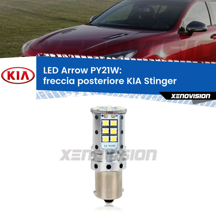 <strong>Freccia posteriore LED no-spie per KIA Stinger</strong>  2017 in poi. Lampada <strong>PY21W</strong> modello top di gamma Arrow.