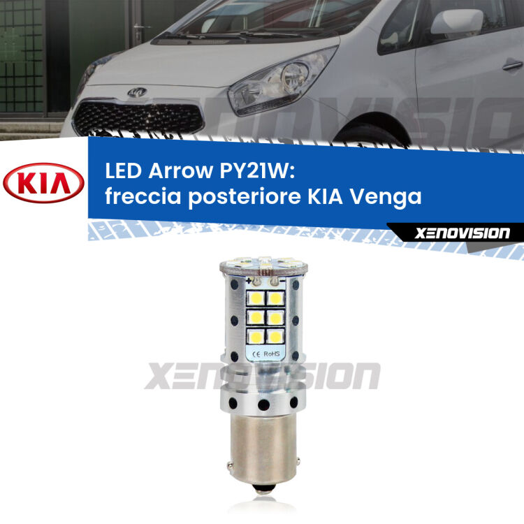 <strong>Freccia posteriore LED no-spie per KIA Venga</strong>  2010 - 2019. Lampada <strong>PY21W</strong> modello top di gamma Arrow.