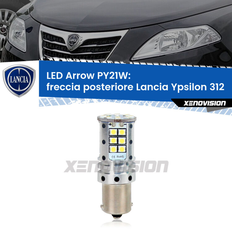 0 Freccia posteriore LED Lancia Ypsilon II 312 2011 in poi: PY21W Arrow <strong>Freccia posteriore LED no-spie per Lancia Ypsilon</strong> II 312 2011 in poi. Lampada <strong>PY21W</strong> modello top di gamma Arrow.