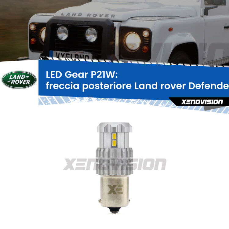 <strong>LED P21W per </strong><strong>Freccia posteriore Land rover Defender (L316) 1998 - 2016</strong><strong>. </strong>Richiede resistenze per eliminare lampeggio rapido, 3x più luce, compatta. Top Quality.

<strong>Freccia posteriore LED per Land rover Defender</strong> L316 1998 - 2016. Lampada <strong>P21W</strong>. Usa delle resistenze per eliminare lampeggio rapido.