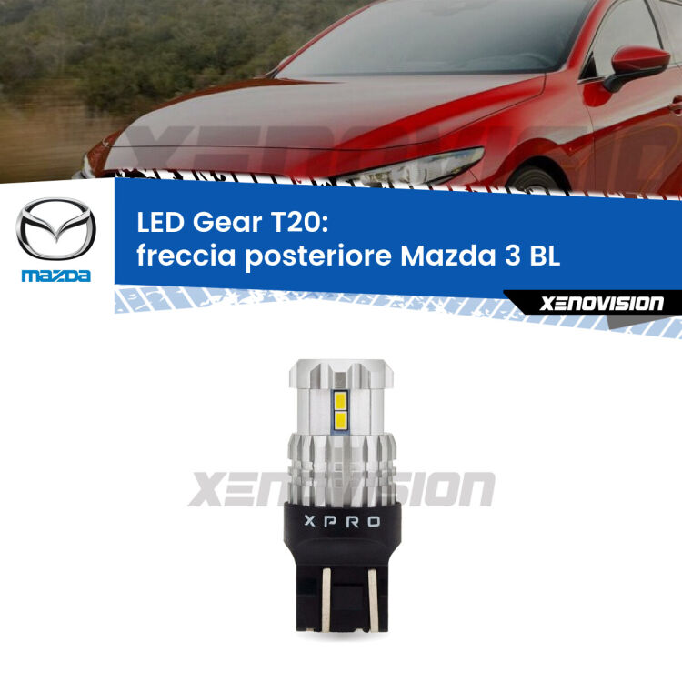 <strong>Freccia posteriore LED per Mazda 3</strong> BL 2008 - 2014. Lampada <strong>T20</strong> modello Gear1, non canbus.