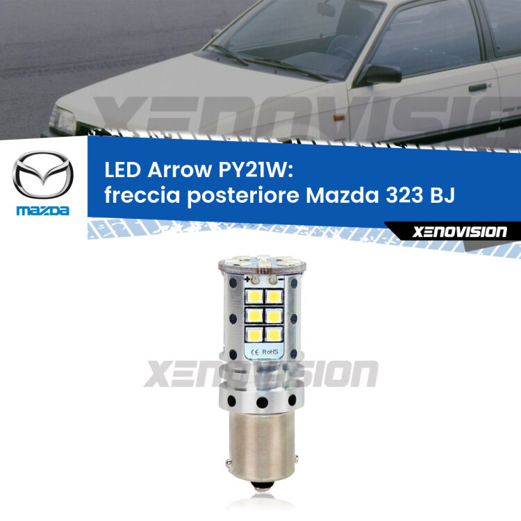 <strong>Freccia posteriore LED no-spie per Mazda 323</strong> BJ 1998 - 2004. Lampada <strong>PY21W</strong> modello top di gamma Arrow.