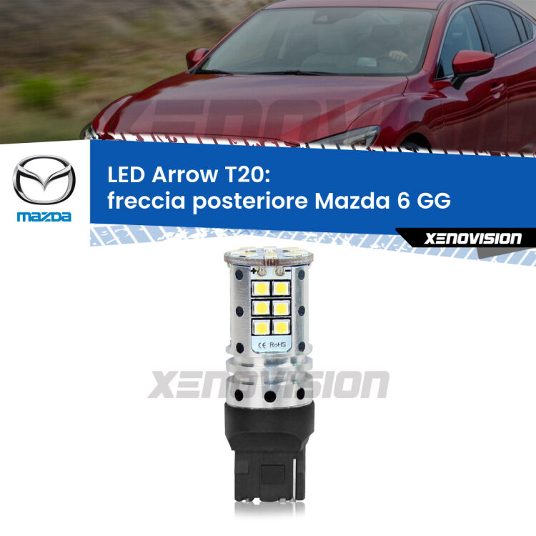 <strong>Freccia posteriore LED no-spie per Mazda 6</strong> GG 2002 - 2007. Lampada <strong>T20</strong> no Hyperflash modello Arrow.