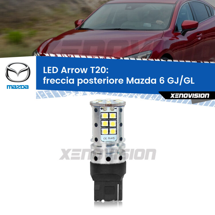 <strong>Freccia posteriore LED no-spie per Mazda 6</strong> GJ/GL 2012 in poi. Lampada <strong>T20</strong> no Hyperflash modello Arrow.