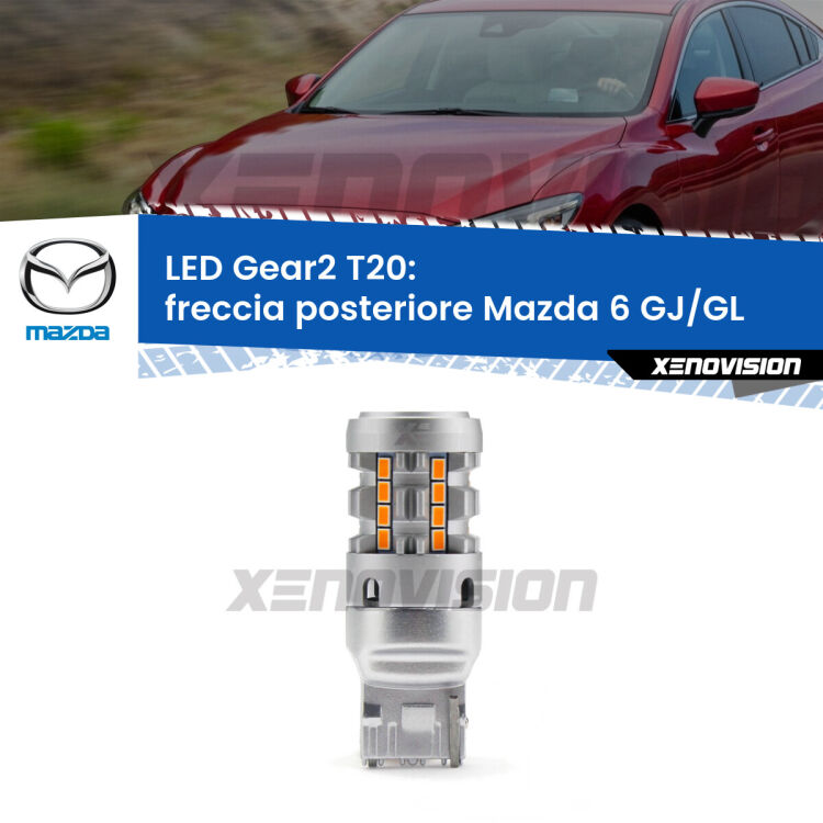 <strong>Freccia posteriore LED no-spie per Mazda 6</strong> GJ/GL 2012 in poi. Lampada <strong>T20</strong> modello Gear2 no Hyperflash.