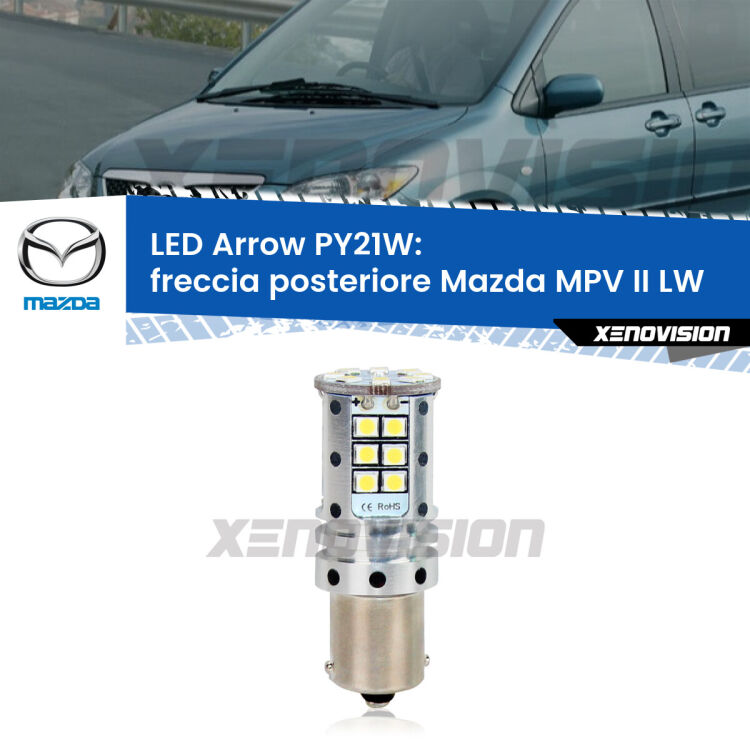 <strong>Freccia posteriore LED no-spie per Mazda MPV II</strong> LW 1999 - 2002. Lampada <strong>PY21W</strong> modello top di gamma Arrow.