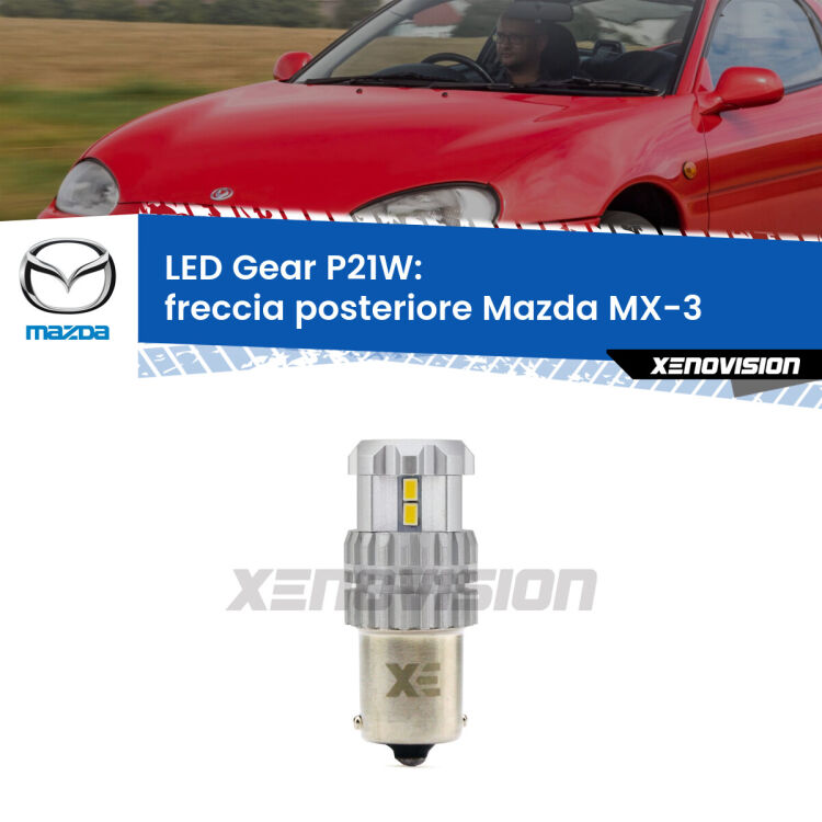 <strong>LED P21W per </strong><strong>Freccia posteriore Mazda MX-3  1991 - 1998</strong><strong>. </strong>Richiede resistenze per eliminare lampeggio rapido, 3x più luce, compatta. Top Quality.

<strong>Freccia posteriore LED per Mazda MX-3</strong>  1991 - 1998. Lampada <strong>P21W</strong>. Usa delle resistenze per eliminare lampeggio rapido.