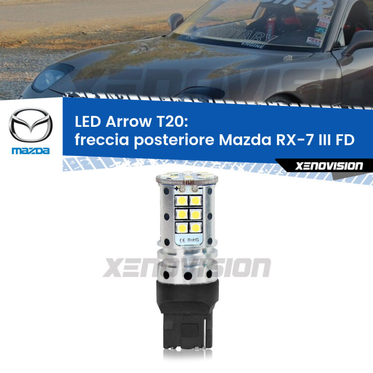 <strong>Freccia posteriore LED no-spie per Mazda RX-7 III</strong> FD 1992 - 2002. Lampada <strong>T20</strong> no Hyperflash modello Arrow.